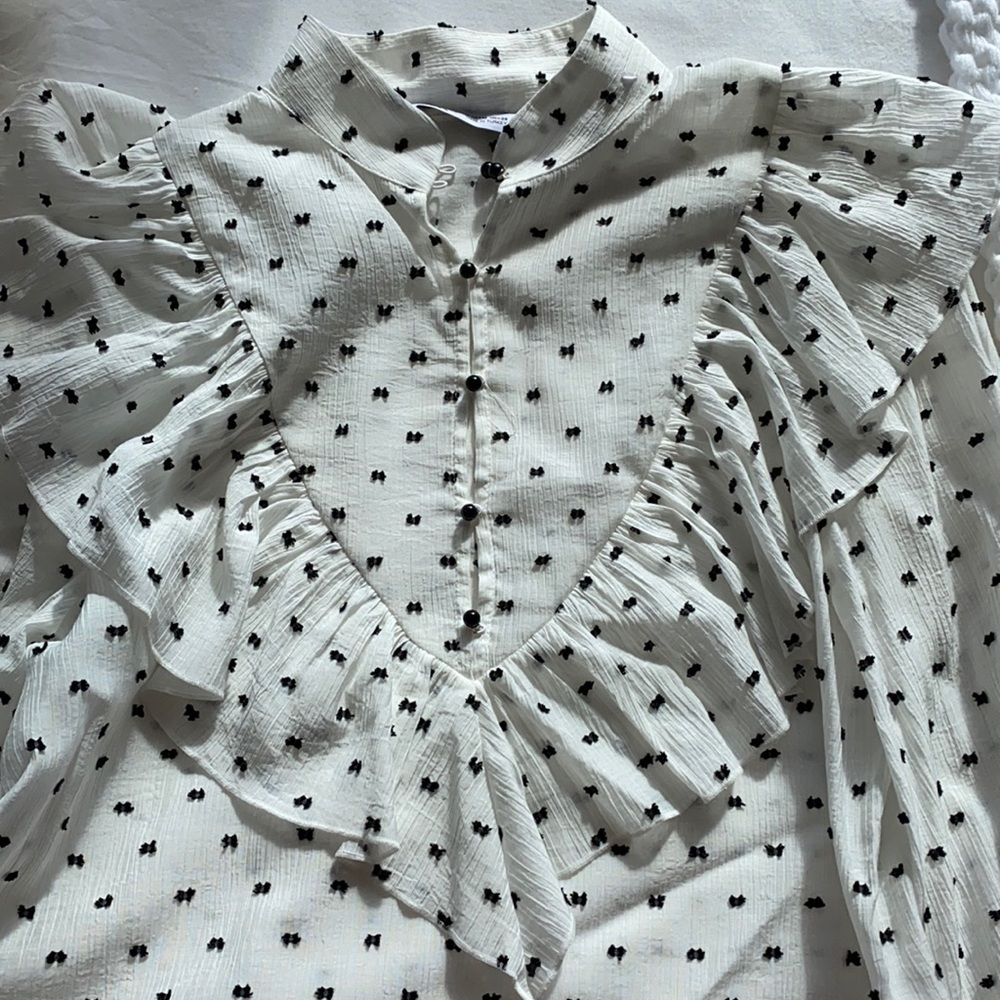 ZARA white/ black pirate blouse size M